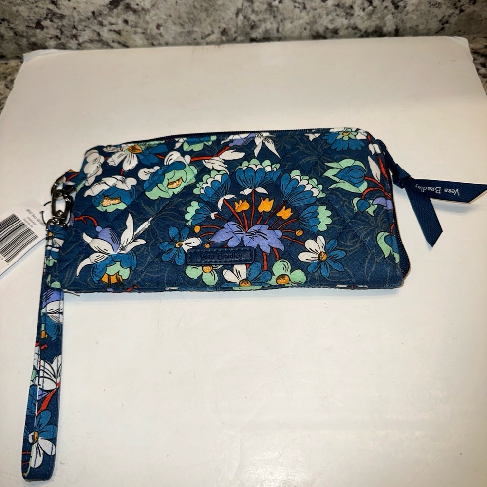 Vera Bradley Zip Around Clutch Wallet RFID Tech Wristlet Floral Bursts NWT